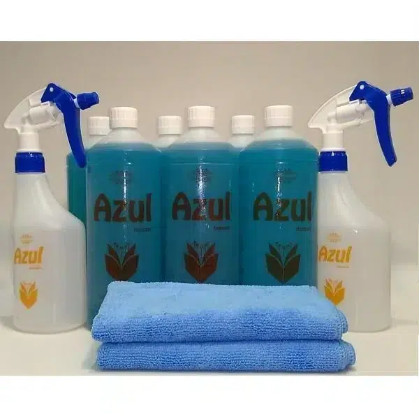 kit profissional de detergente concentrado para limpezas com 6 azuis homcare + 2 pulverizadores + 2 panos microfibras 350gms