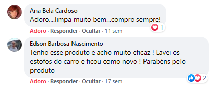 comentário de cliente sobre lavar estofos com o líquido Azulhomcare®