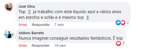 recomendação de líquido Azul para limpeza e higienização de estofos